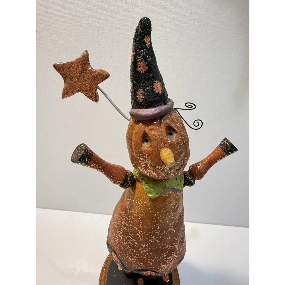 Primitive Pumpkin Jack O Lantern Resin Figurine Halloween Artist E. Smithson MCM